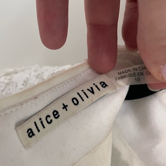 Alice and Olivia white sequin dress- size 10 - Picture 3 of 4